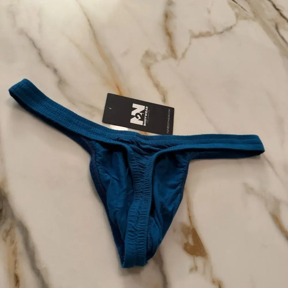 Set Of 2 N2N Bodywear Mens Essential Thong Color Teal Blue Size Large